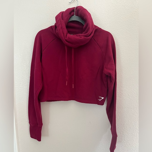 Gymshark Sweaters - Gymshark Size Large Women’s Slouch Cropped Cowl Hoodie in Beet Color
